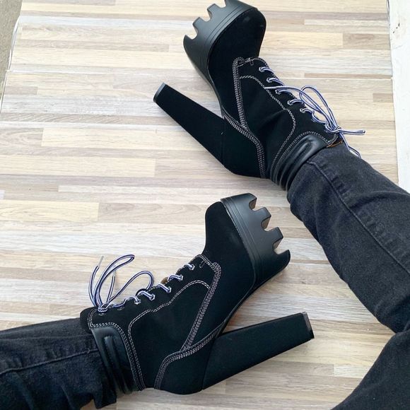 Black Construction Platform Booties - Picture 2 of 2